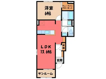 ル・プランタンII(1LDK/1階)の間取り写真