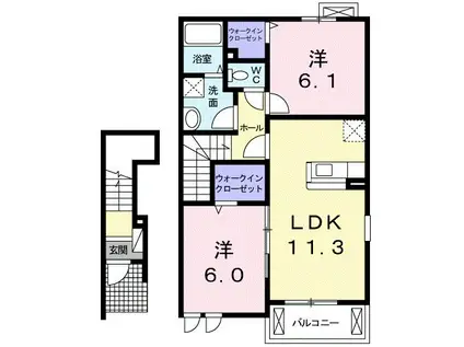 ラフィーネA(2LDK/2階)の間取り写真