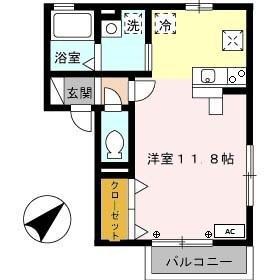 フルーレ(ワンルーム/1階)の間取り写真