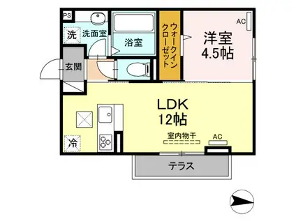 ソレイユ入船(1LDK/1階)の間取り写真