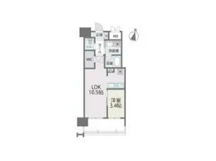 RJR百年橋(1LDK/14階)の間取り写真