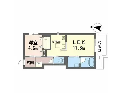 アンシャンテ美和(1LDK/1階)の間取り写真