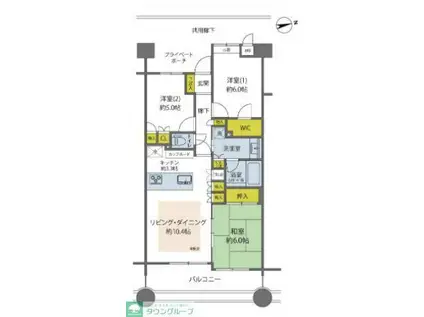 グランツ立川昭和記念公園(3LDK/2階)の間取り写真