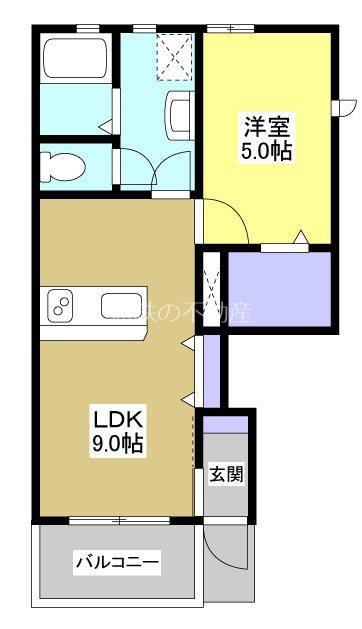 LOTUS河輪(1LDK/1階)の間取り写真