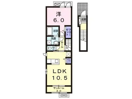 ヴィル・フォーレV(1LDK/2階)の間取り写真