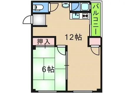 大成マンション(2DK/4階)の間取り写真