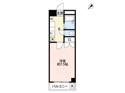 エスポワール黒髪(1K/5階)の間取り写真