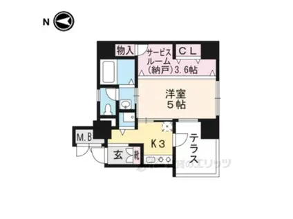 アクアプレイス京都洛南(1K/1階)の間取り写真