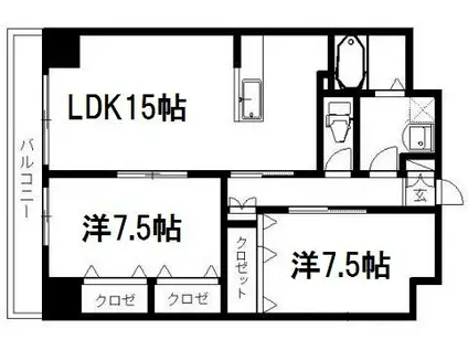 MP X番館(2LDK/3階)の間取り写真