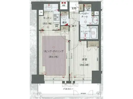 プレサンス鶴舞グリーンパーク(1LDK/13階)の間取り写真