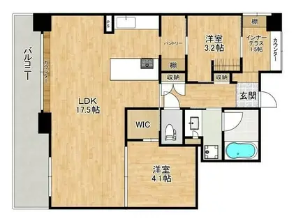 品川戸越パーク・ホームズ(2SLDK/8階)の間取り写真