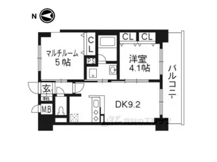 近鉄京都線 東寺駅 徒歩4分 7階建 築13年(2DK/2階)の間取り写真