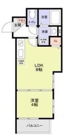 フラッツ六地蔵(1LDK/1階)の間取り写真