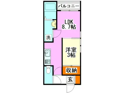 REGALEST フェルン片島(1LDK/3階)の間取り写真