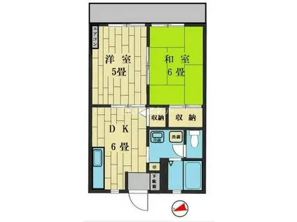 マッキナリービュー(2DK/1階)の間取り写真