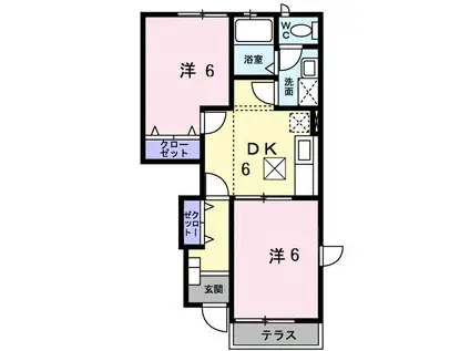 プラシードA(2DK/1階)の間取り写真