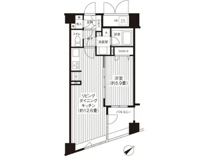 コスモリード新宿余丁町(1LDK/4階)の間取り写真