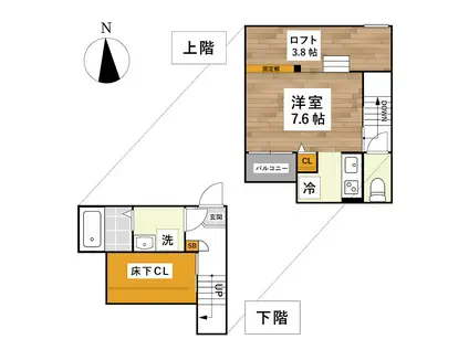 ADC熊本駅南ALIVE(1K/1階)の間取り写真