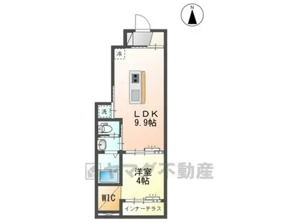 カルテット元今泉Ⅱ(1LDK/1階)の間取り写真