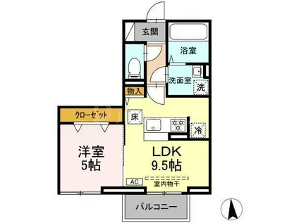 ミオ・デライト(1LDK/2階)の間取り写真