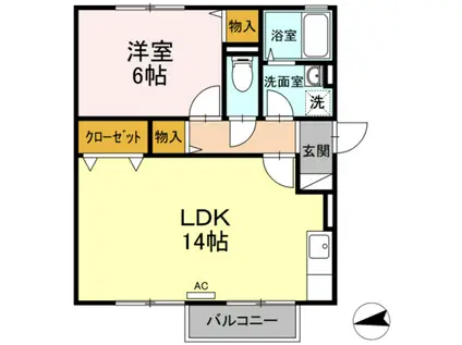 カモマイル(1LDK/2階)の間取り写真