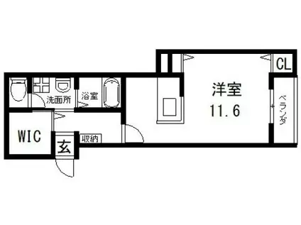 ベルリード足代(1K/2階)の間取り写真
