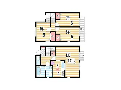 ガーデンハイツ良吉(3LDK/1階)の間取り写真