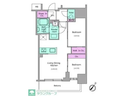 アーバネックス日本橋茅場町(2LDK/10階)の間取り写真