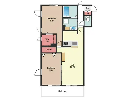 ガーデン カメリア(2LDK/3階)の間取り写真