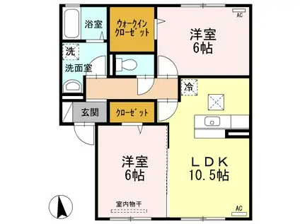 アークパレ B棟(2LDK/1階)の間取り写真