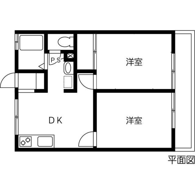 ユトリロ宮ノ西(2DK/1階)の間取り写真