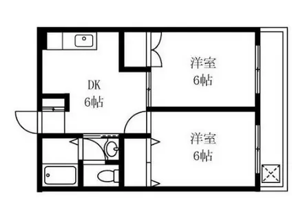 イカリハイツ(2DK/2階)の間取り写真