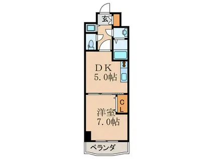 ノルデンタワー天神橋(1DK/16階)の間取り写真
