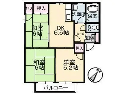 ディアス南幸C・D(3DK/2階)の間取り写真