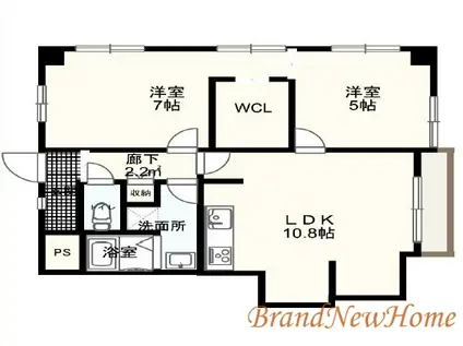 西川マンション(2LDK/3階)の間取り写真