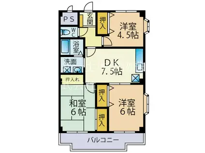 アンリベールIII(3DK/3階)の間取り写真