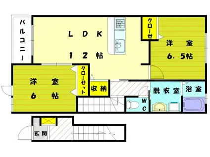 グリーンティアラI(2LDK/2階)の間取り写真