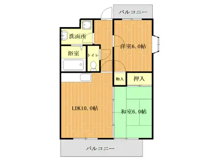 スイートハイム国府(2LDK/3階)の間取り写真