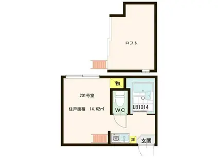 スカイレジデンス(1K/2階)の間取り写真