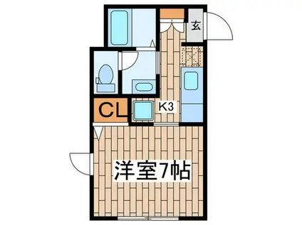 プライムコート池上(1K/2階)の間取り写真