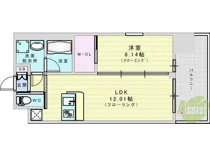 プレジオ江坂ROUGE(1LDK/14階)の間取り写真