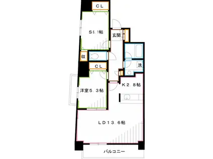 イストワール(1SLDK/8階)の間取り写真