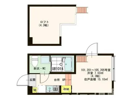 ハーモニーテラス蓮沼町(ワンルーム/1階)の間取り写真