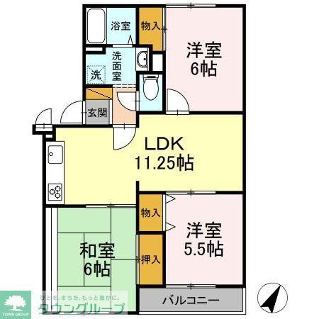 サンモールオガワ(3LDK/2階)の間取り写真