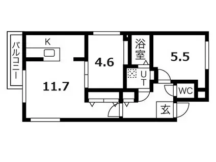 ミカエルアルファ(2LDK/1階)の間取り写真