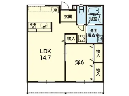 シルウァASO(1LDK/1階)の間取り写真