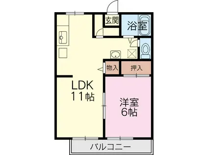 ビューグリーン41B(1LDK/1階)の間取り写真