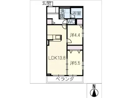 MAISON DE SHIVA(2LDK/1階)の間取り写真