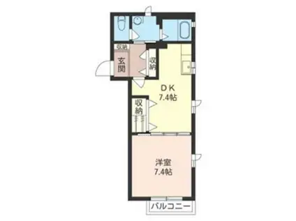 フローラ I(1DK/1階)の間取り写真