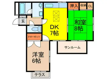 クレール(2DK/1階)の間取り写真